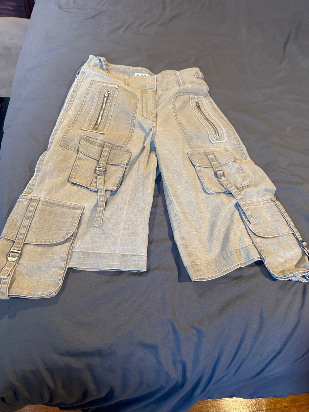 Acne Beige Cargo Shorts with Multi Pockets